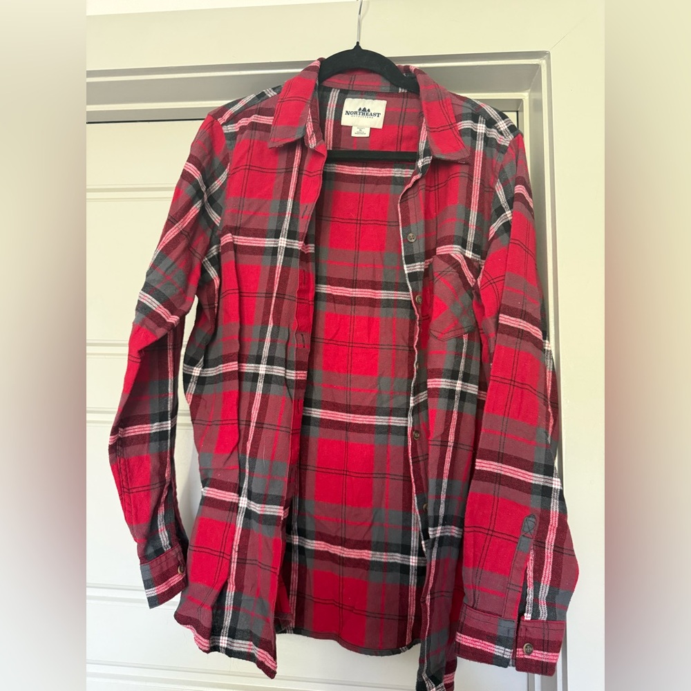 Red Plaid Button Down Shirt